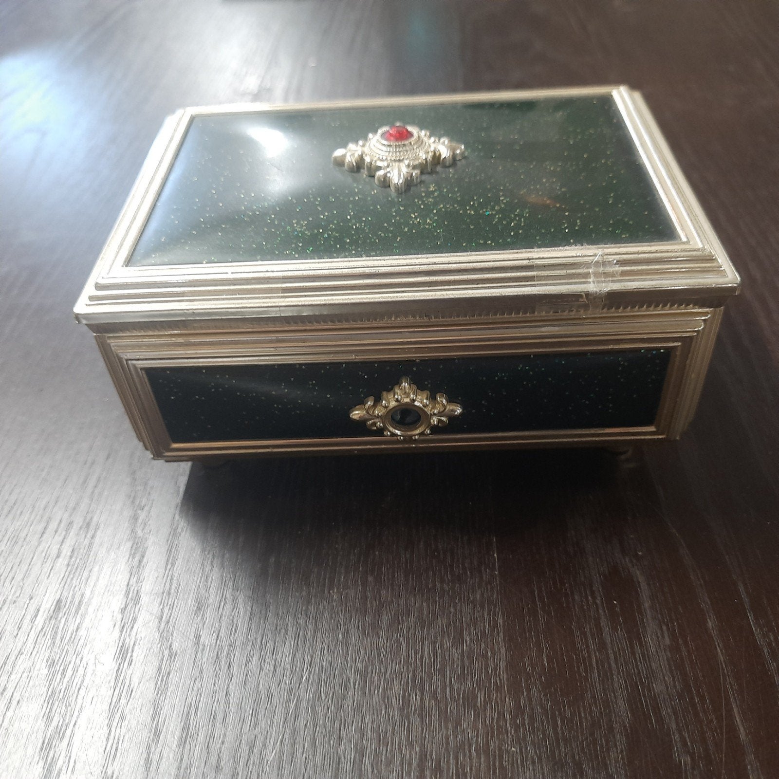 Vintage sieradendoos uziekdoos met spiegel, Ophalen of Verzenden