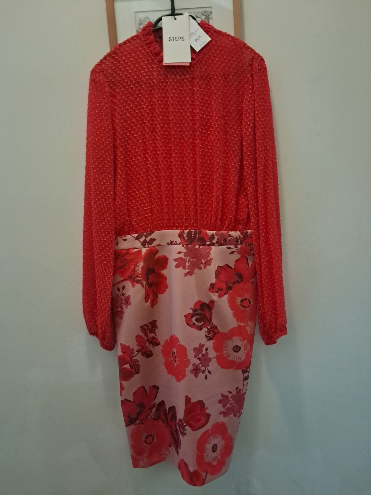 Steps jurk rood met bloemenprint, maat M, Maat 38/40 (M), Nieuw, Ophalen of Verzenden, Steps