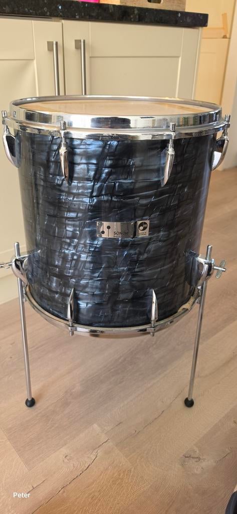 Sonor Teardrop Floortom - Vintage Zwart Pareleffect, Muziek en Instrumenten, Drumstellen en Slagwerk, Ophalen, Gebruikt, Sonor