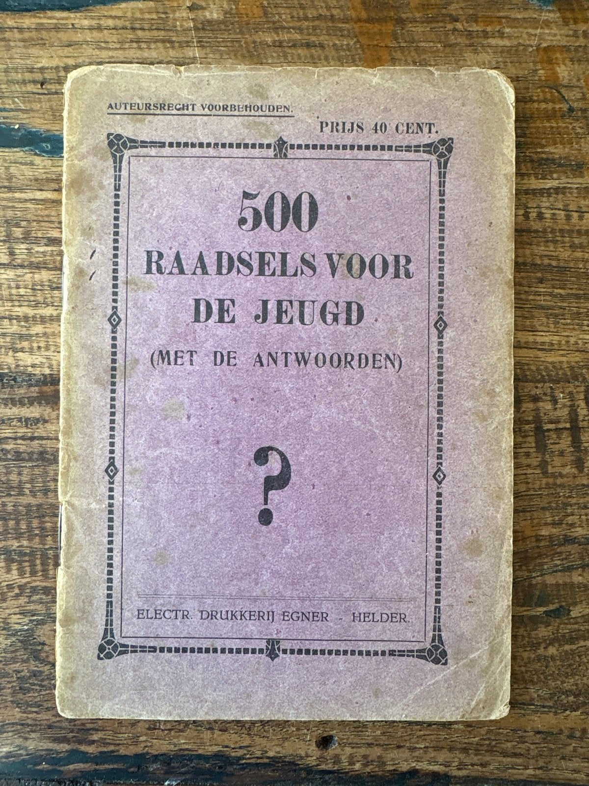 500 Raadsels voor de Jeugd - ca 1916, Ophalen of Verzenden