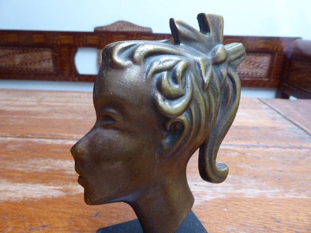 Art deco messing beeldje op marmeren voetje, Ophalen of Verzenden