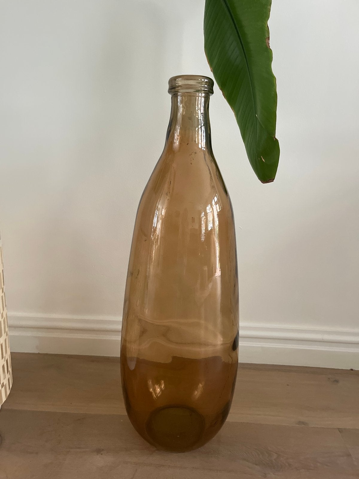 Grote glazen vaas - Bruin - 76cm hoog, Ophalen, Zo goed als nieuw, Bruin, Glas