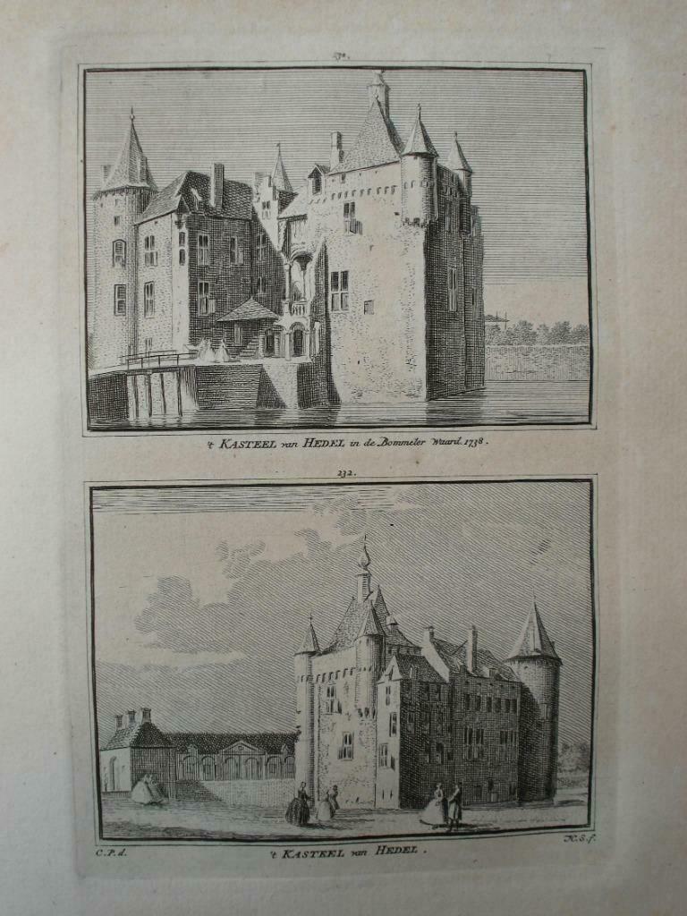 231-232 / Kasteel Hedel Bommelerwaard Kopergravure 171750, Ophalen of Verzenden