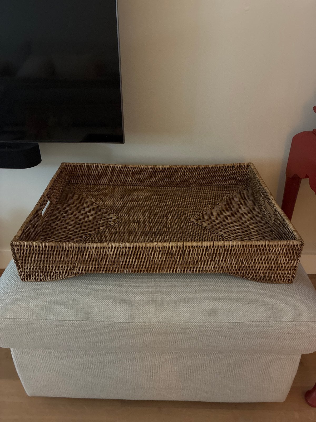 Rotan Birma Dienblad - Vierkant Gevlochten Serveerblad, Ophalen, Gevlochten, Natuurlijk materiaal, Vierkant