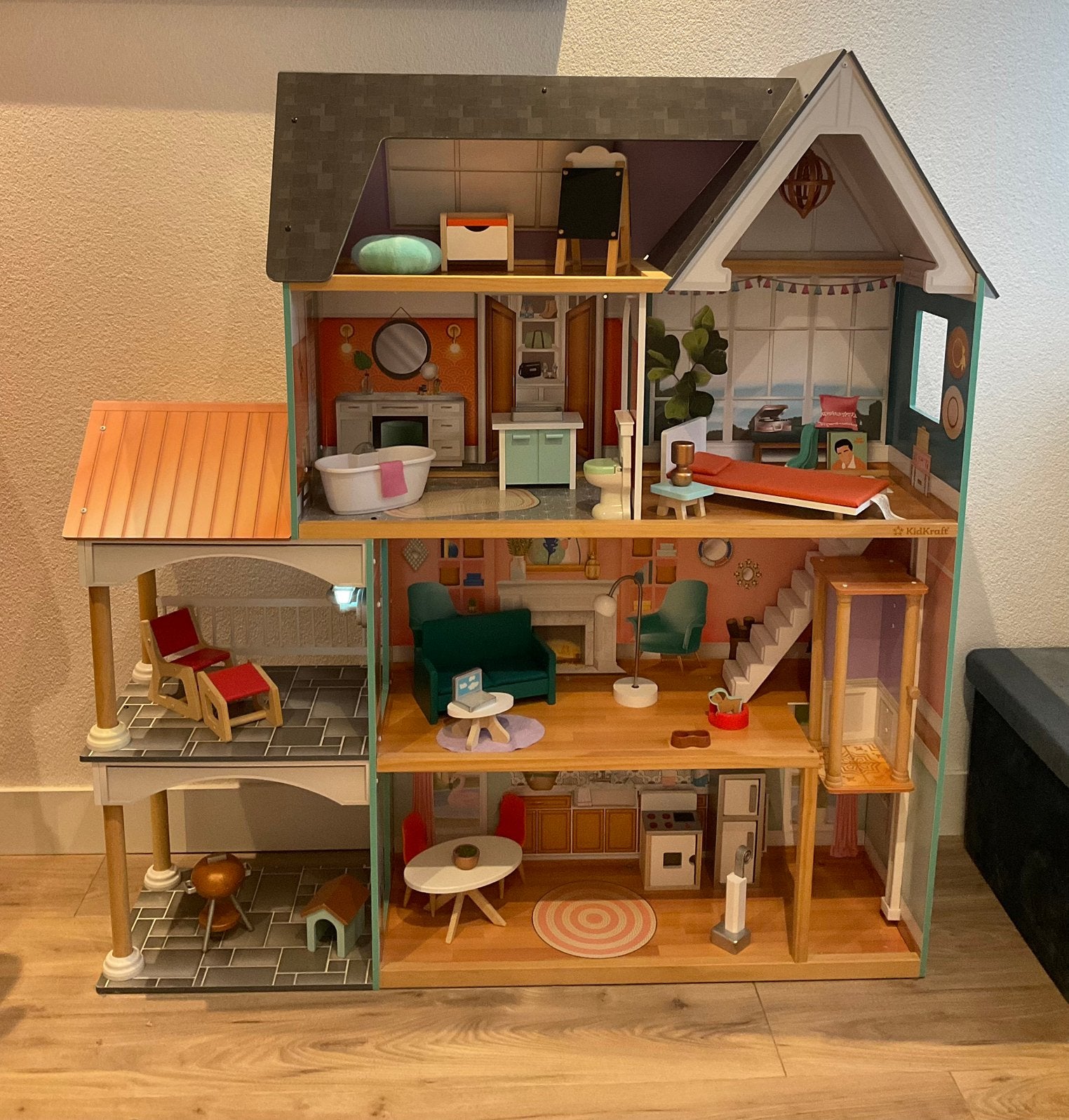 Barbie poppen huis Kidkraft, Ophalen, Zo goed als nieuw, Poppenhuis
