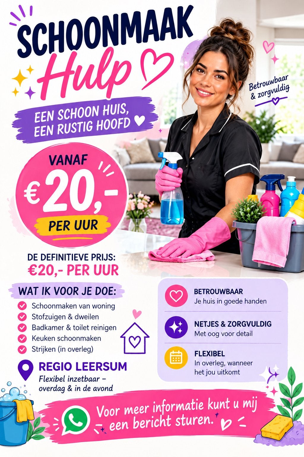 Schoonmaakster in LEERSUM