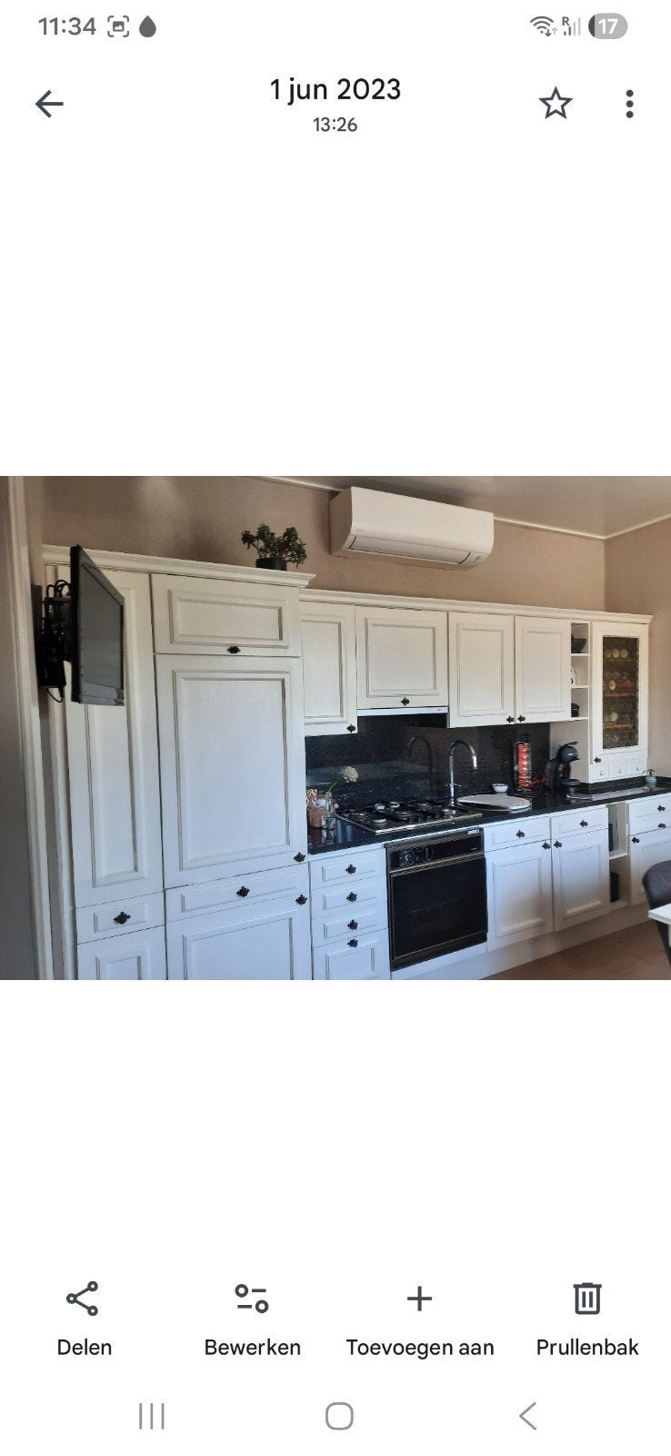 Complete keuken met eiken deuren en granieten aanrecht, Ophalen, Gebruikt, Wit, Graniet of Steen