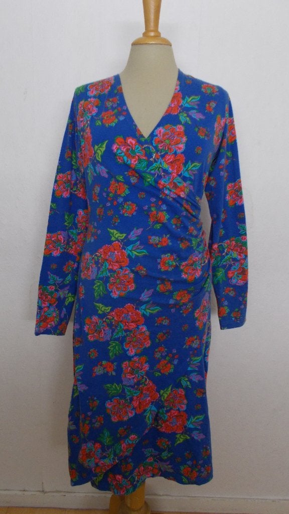 Blauw bloemen print jurkje van Lien & Giel! M, Maat 38/40 (M), Zo goed als nieuw, Onder de knie, Verzenden