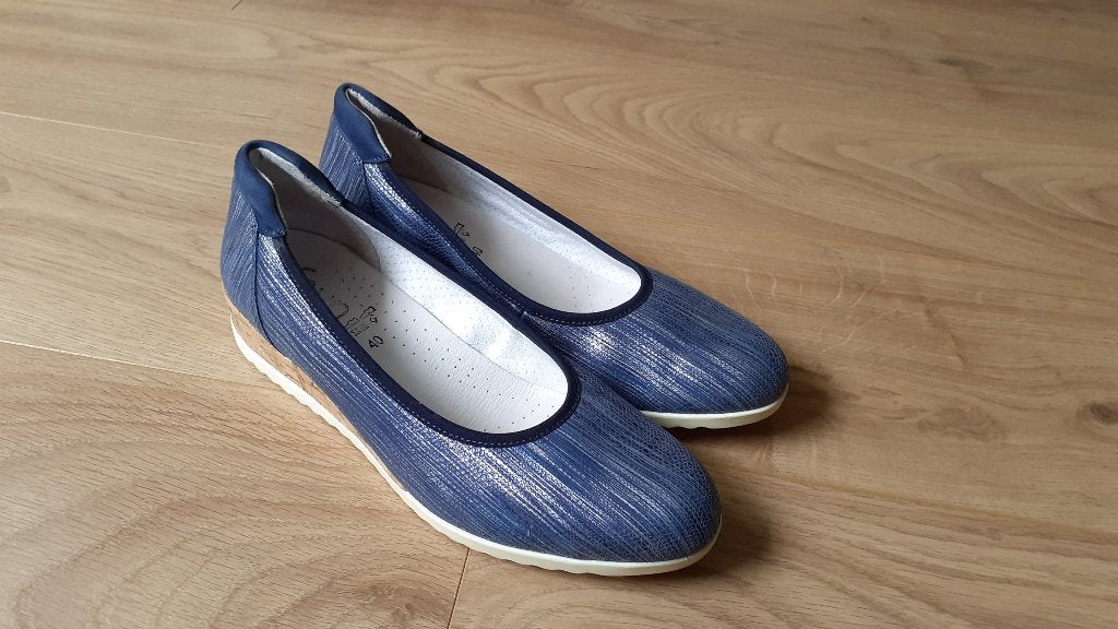 Feyn Leren Ballerina's - Blauw - Maat 40, Kleding | Dames, Schoenen, Feyn, Blauw, Zo goed als nieuw, Ballerina's