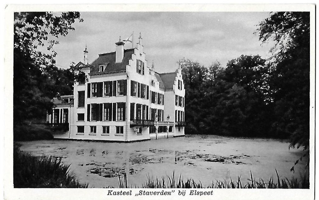 Elspeet Kasteel Staverden  Ansichtkaart uit 1955  (B605, Ophalen of Verzenden, 1940 tot 1960, Gelopen, Limburg