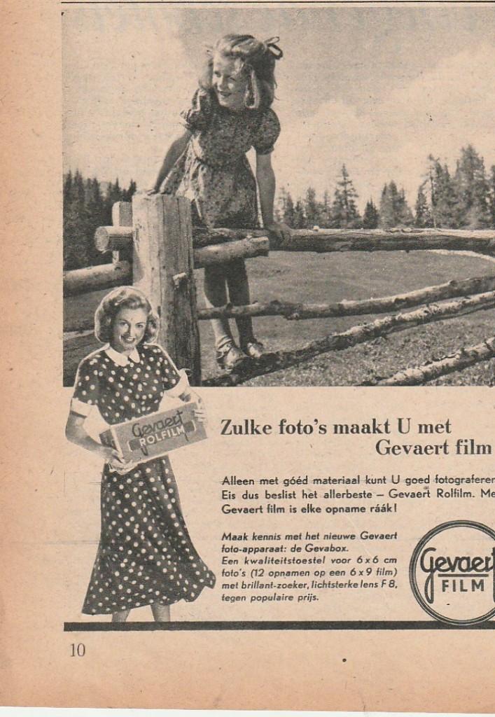 Retro reclame 1950 Gevaert film meisje met strikjes, Verzenden, Overige typen
