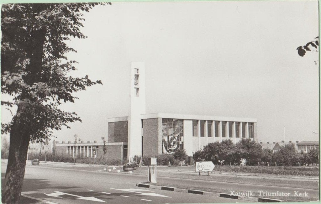 Katwijk Triumfator kerk ca. 1958., Ophalen of Verzenden, 1940 tot 1960, Gelopen, Zuid-Holland