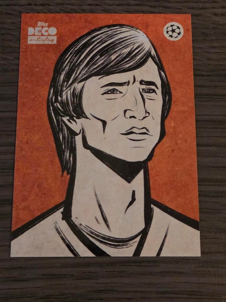 Johan Cruyff trading card Topps Deco Artistry, Ophalen of Verzenden, Zo goed als nieuw, Ajax, Poster, Plaatje of Sticker
