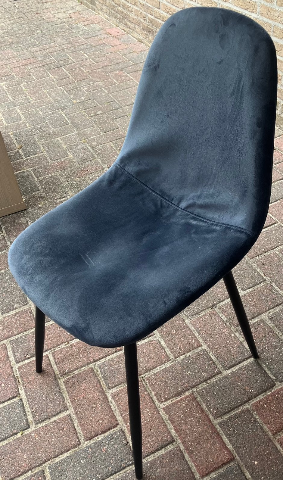 Stoeltje blauw velvet Søstrene Grene, Ophalen, Gebruikt, Blauw, Eén