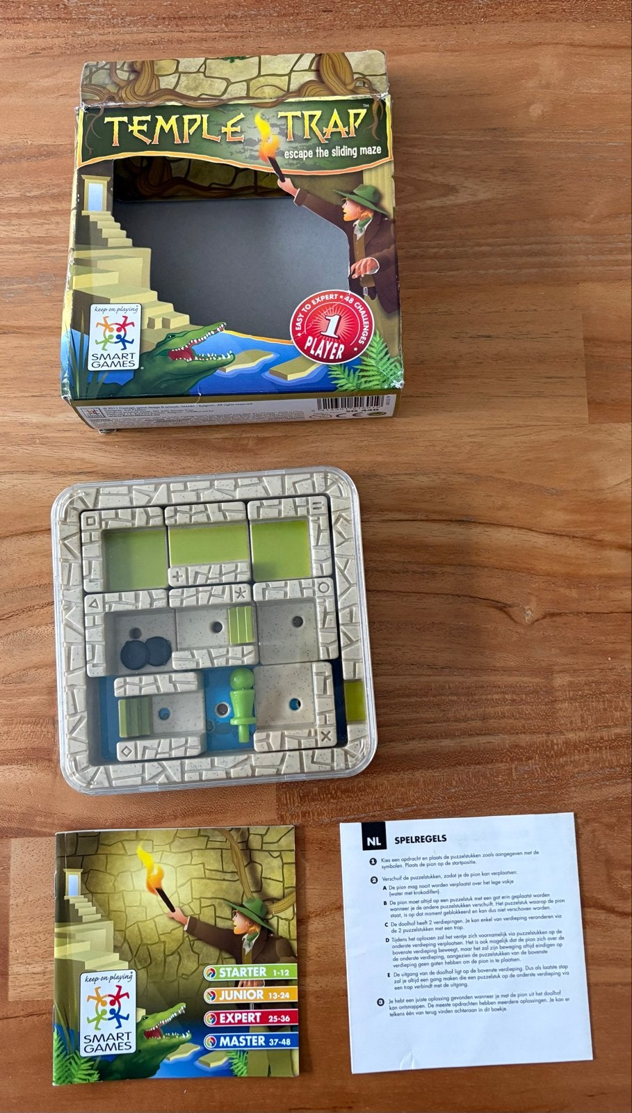 SmartGames Temple Trap - Ontsnap uit het Schuifdoolhof, Een of twee spelers, Ophalen of Verzenden, Zo goed als nieuw, Reisspel