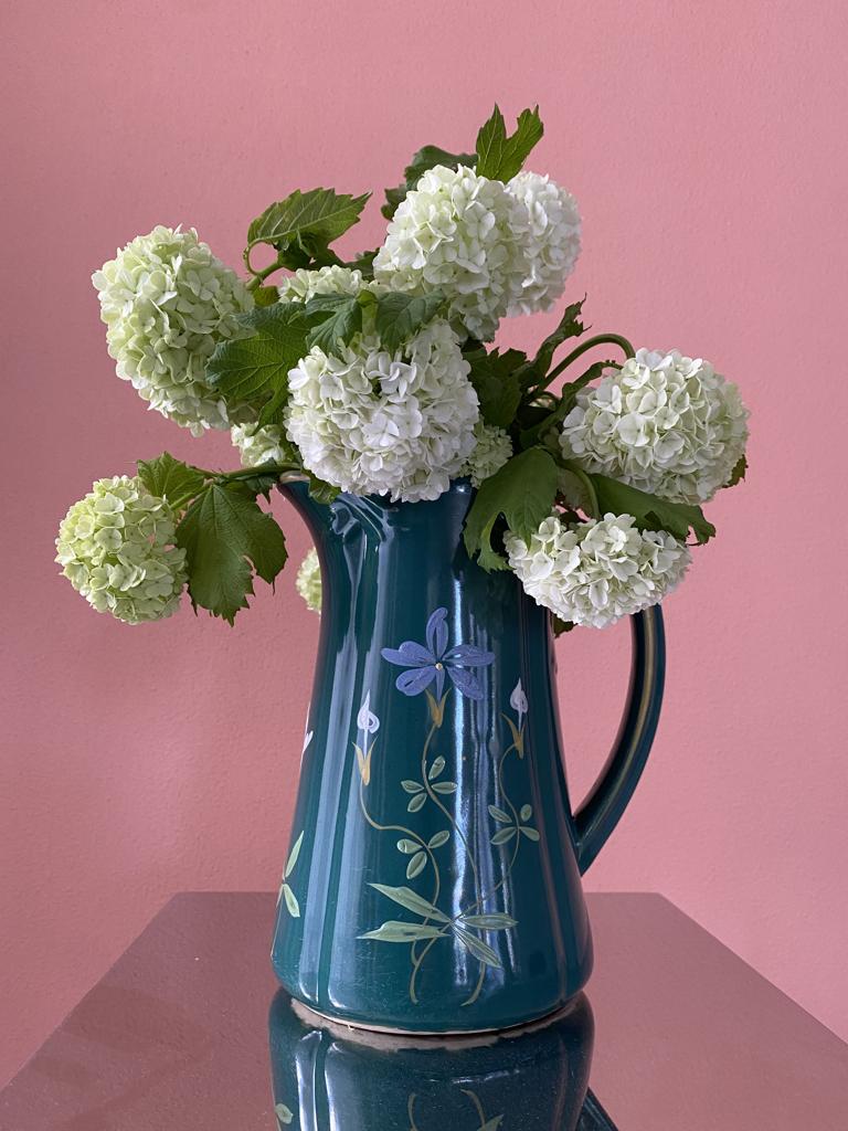 oud aardewerk kan met bloemmotief, Antiek en Kunst, Antiek | Keramiek en Aardewerk, Verzenden