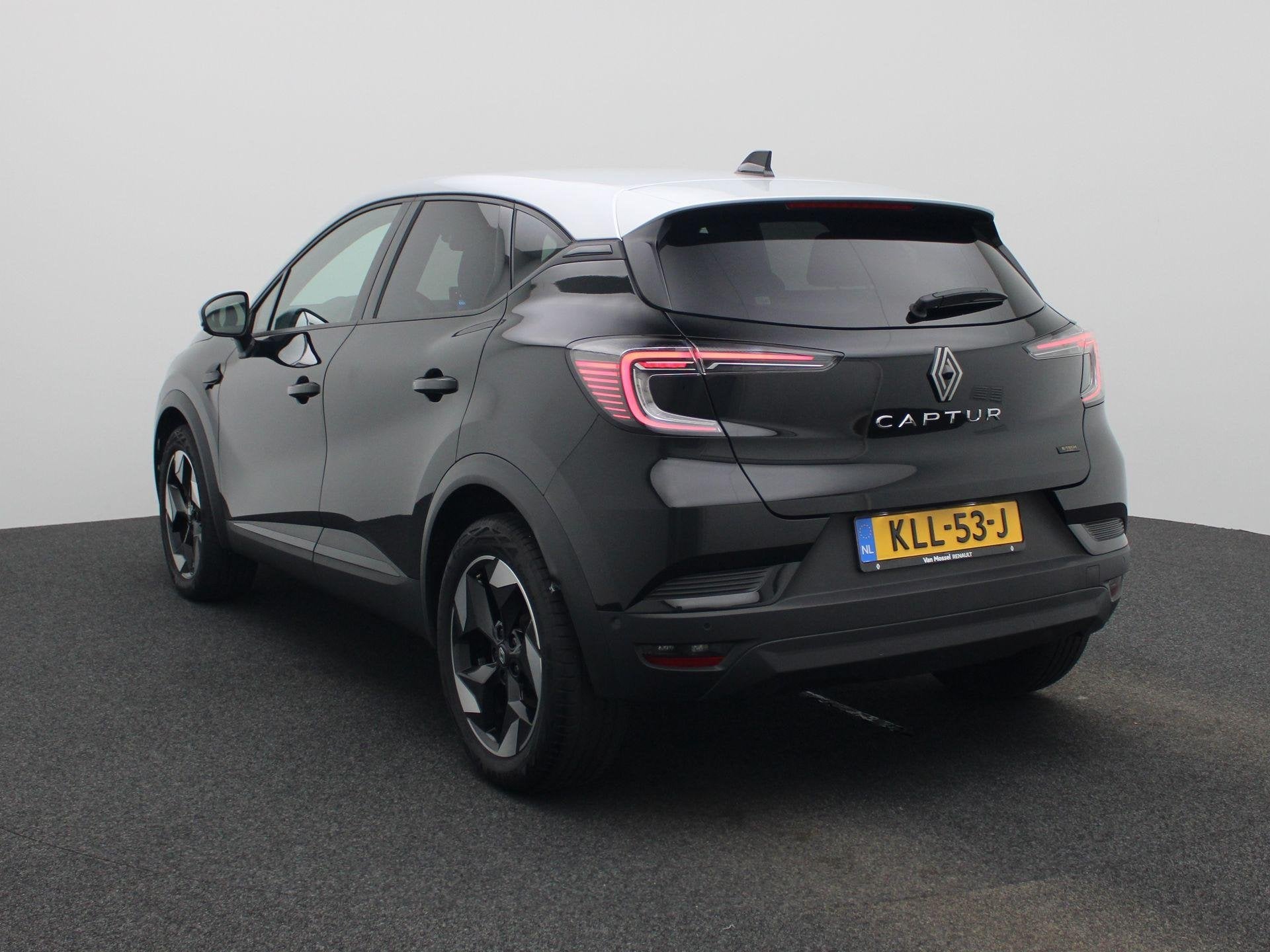 Renault Captur 1.8 E-Tech full hybrid 160 techno | Camera |, Auto's, 4 cilinders, Leder en Stof, Zwart, Bedrijf
