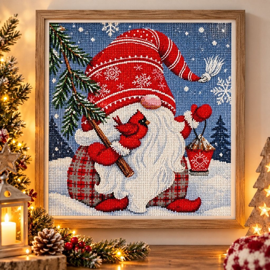 Diamond Painting Kerst Gnome 30x30 cm – Complete Set, D, Nieuw, Ophalen of Verzenden, D