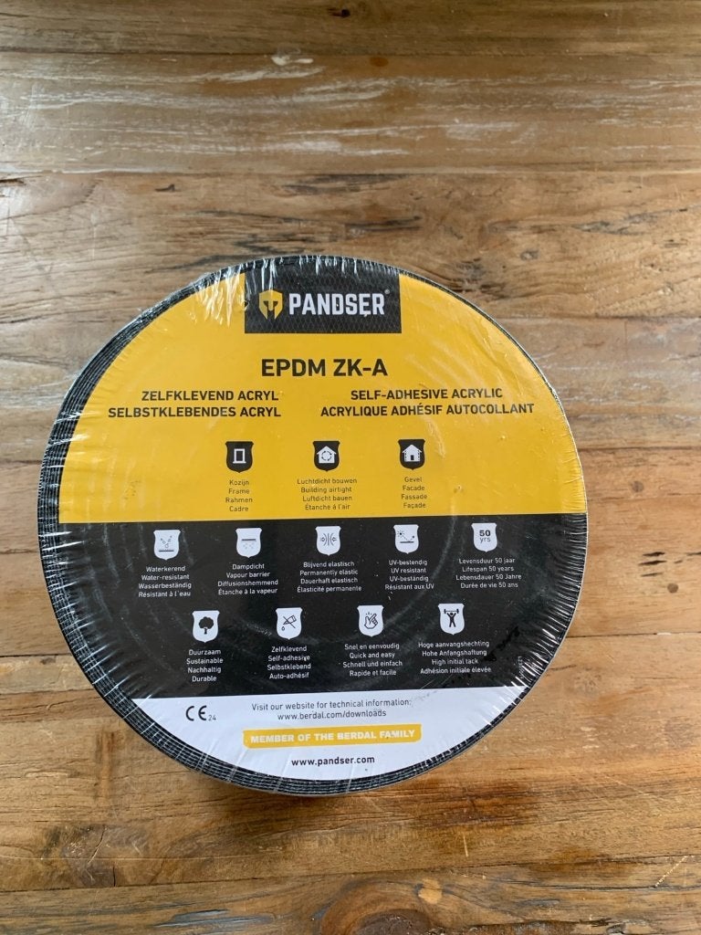 Pandser EPDM ZK-Acryl Zelfklevend 100mm x 20m, Overige materialen, Berdal Rubber & Plastics B.V., Zwart, Overige typen