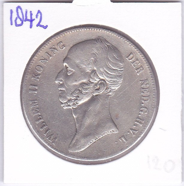 Heel aardige rijksdaalder 1842 Willem 2 voor 120 euro, Zilver, Ophalen of Verzenden, Losse munt, 2½ gulden