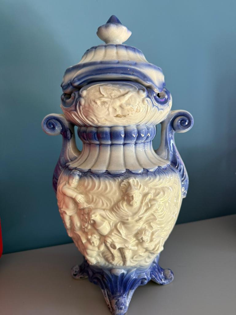 Vaas pot urn bijzonder keramiek Italiaans 41 cm, Ophalen of Verzenden