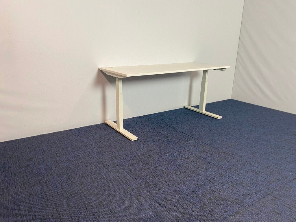10 x Bureau Voortman (slinger), wit blad, 160 x 70 cm., Ophalen, 160 cm, Gebruikt, Voortman