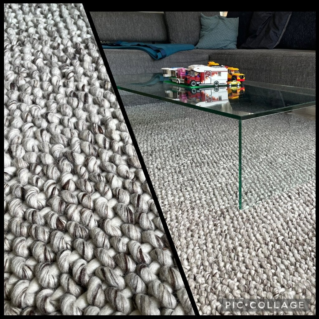 Wollen vloerkleed grijs/beige, Ophalen, 150 tot 200 cm, 200 cm of meer, Zo goed als nieuw