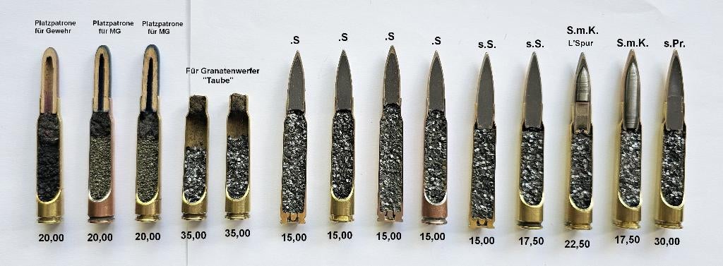 7,92x57 Mauser WW1   DOORSNEDEN, Ophalen of Verzenden, Landmacht, Duitsland, Hulzen of Bodemvondsten