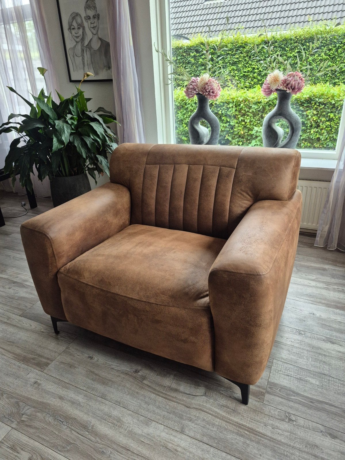 comfortabele bruine fauteuil, Huis en Inrichting, Fauteuils, Ophalen, Gebruikt, 75 tot 100 cm, 100 tot 125 cm