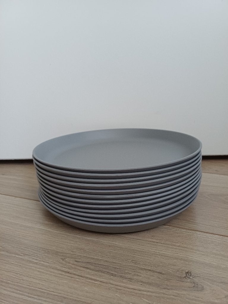Royal VKB borden, diameter 24cm, grijs, 11 stuks, Kunststof, Overige merken, Ophalen of Verzenden, Zo goed als nieuw