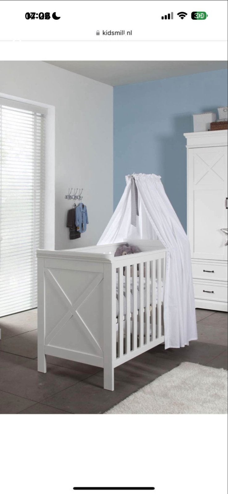 Kidsmill Savigno Ledikant Wit met kruis 60x120, Kinderen en Baby's, Kinderkamer | Bedden, Ophalen, Zo goed als nieuw, 140 tot 160 cm