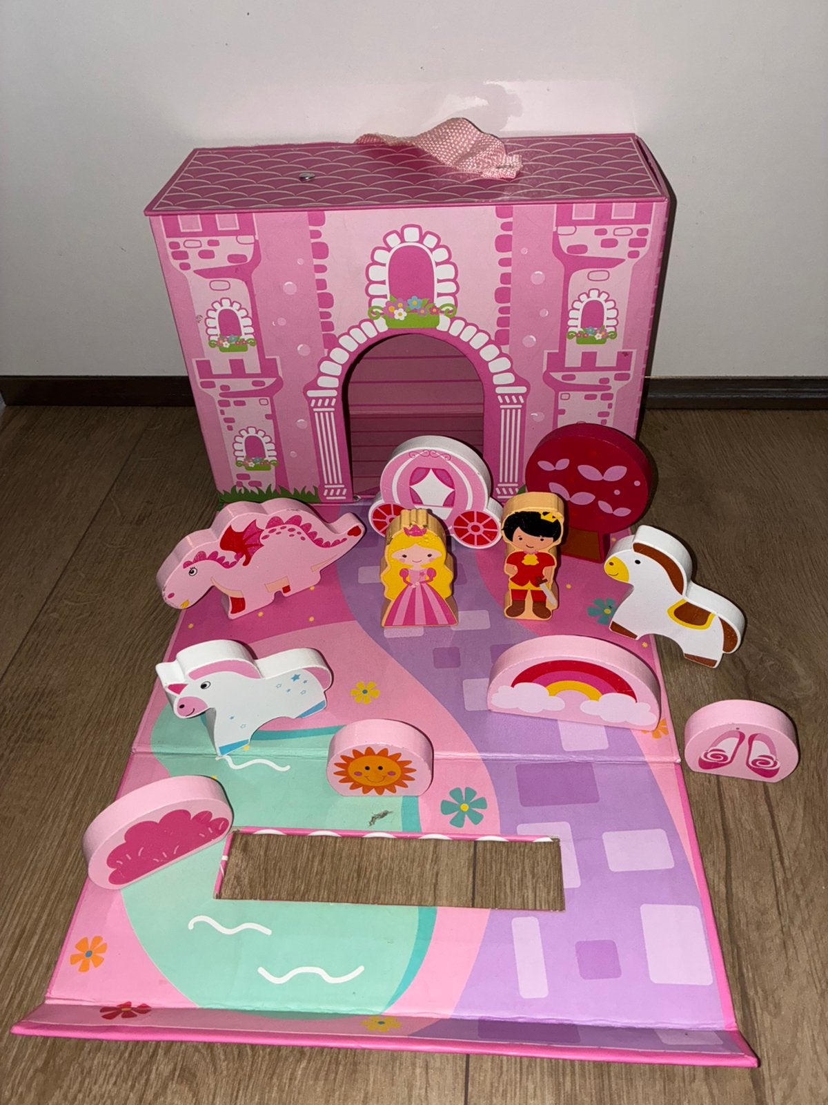 Houten kasteel prinsessen, Kinderen en Baby's, Ophalen of Verzenden, Zo goed als nieuw, Poppenhuis
