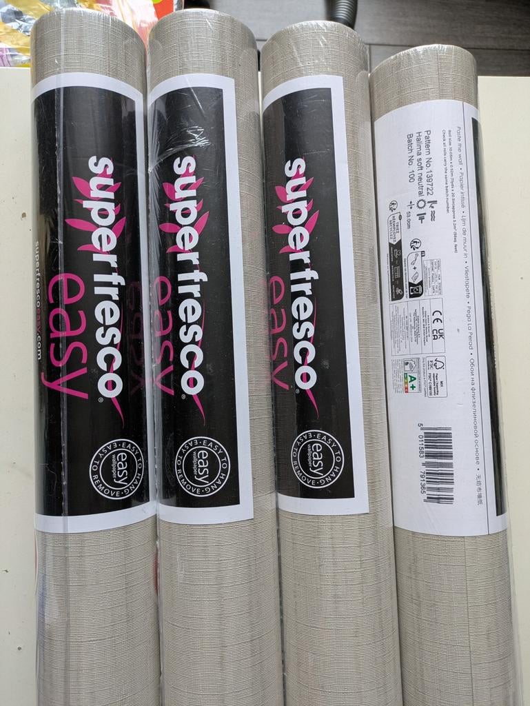 Superfresco Easy Halima Soft Neutral Behang (4 rollen), Ophalen, Grijs, Modern, Neutraal, Rustiek