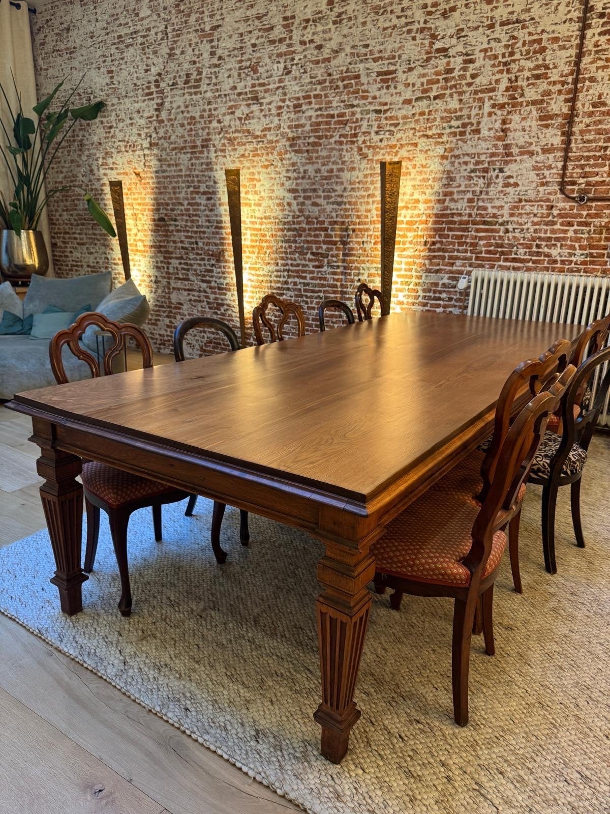 Massieve Antieke Houten Eettafel - 310x120x76 cm, Antiek en Kunst, Ophalen