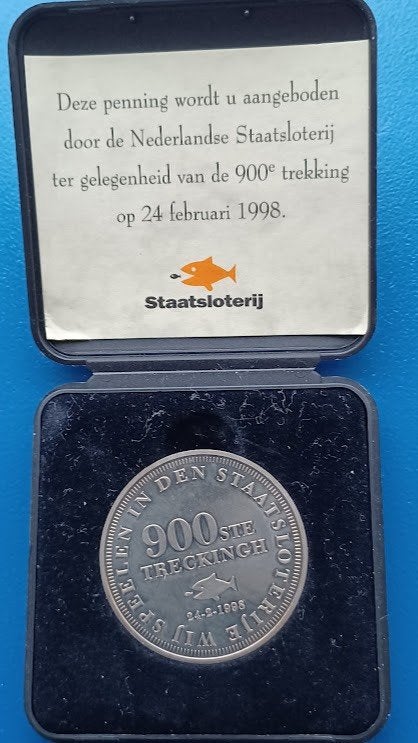 Doosje met Penning 900ste TRECKINGH Staatsloterij - 1998, Verzenden, Overige materialen, Nederland