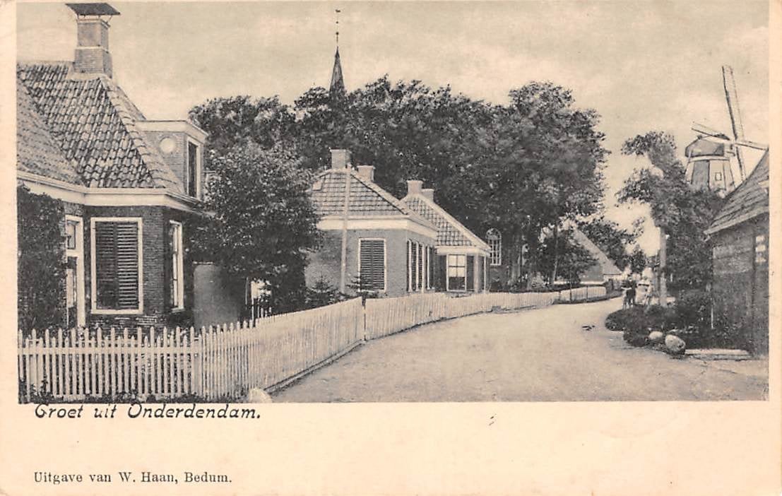 Onderdendam Groet uit Middelstumerweg Gr. Molen Hunsingo, Verzamelen, Verzenden, Voor 1920, Gelopen, Groningen