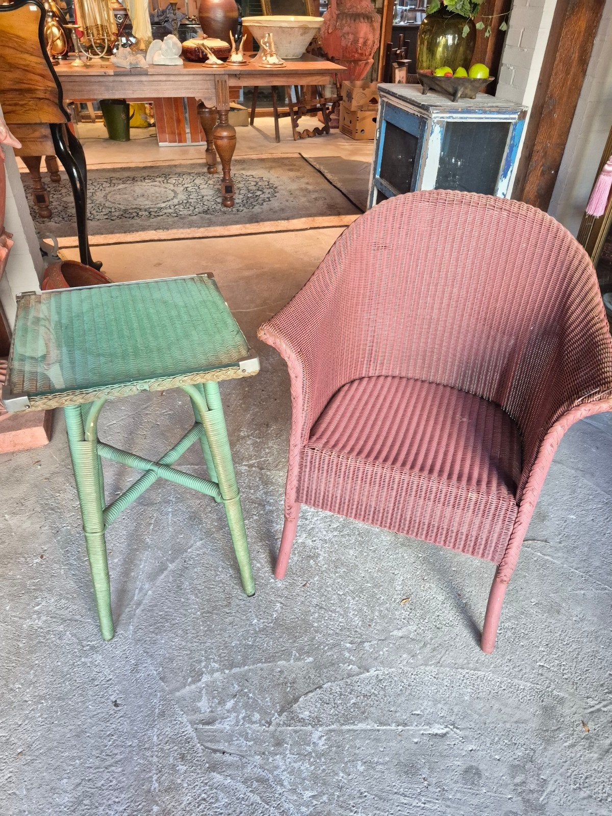 Originele Lloyd Loom 'Lusty' stoel en tafeltje, Ophalen