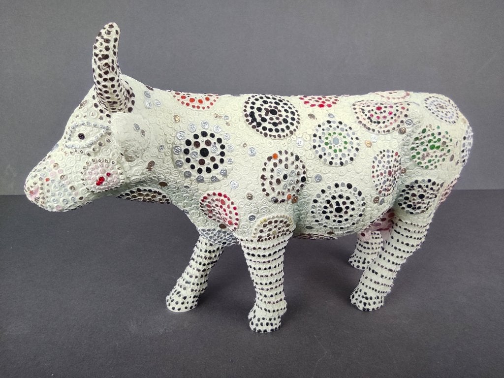 CowParade Koe “Buttons & Bovine” MEDIUM (zeldzaam), Ophalen of Verzenden, Beeld, Meerkleurig, Handgemaakt
