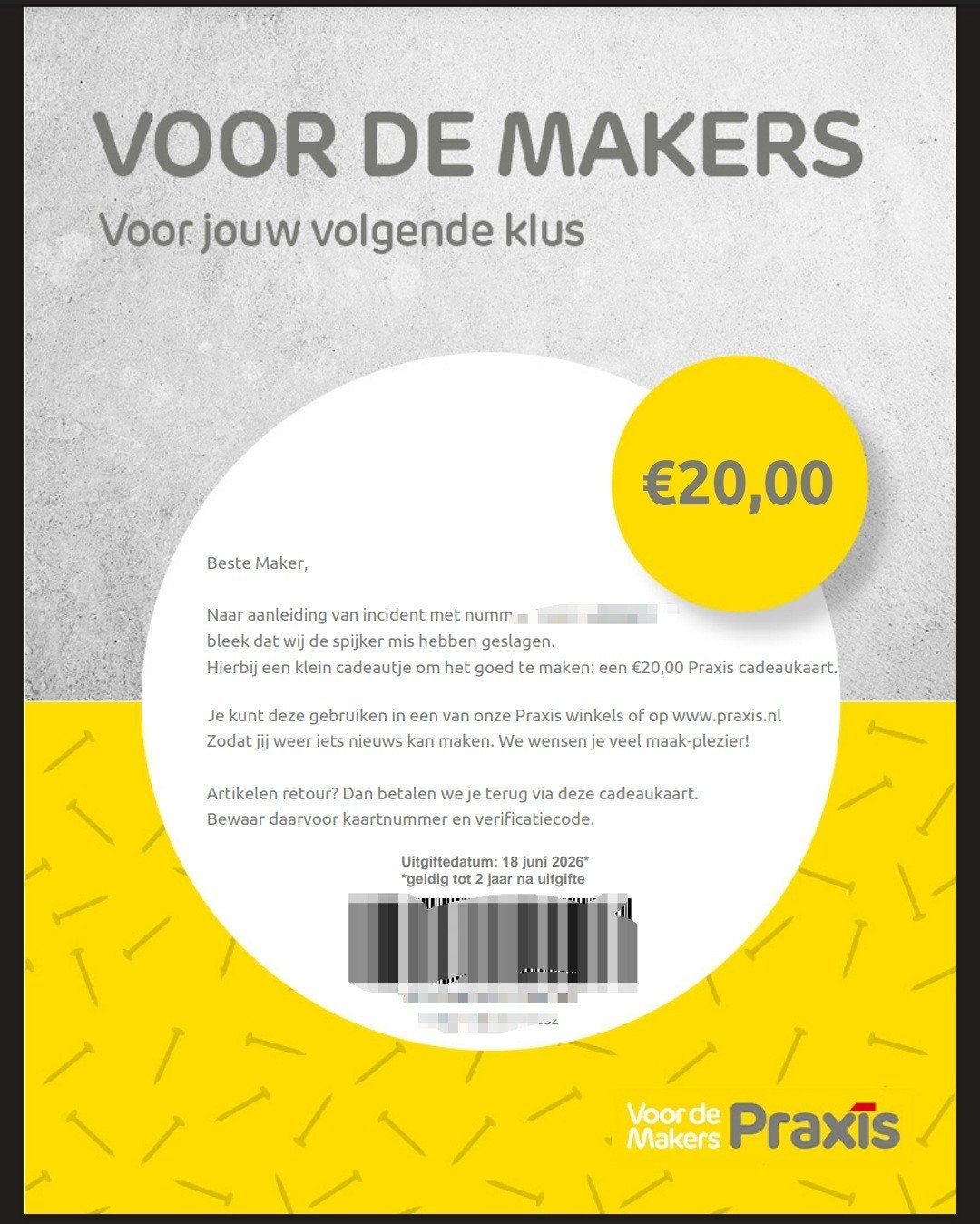 Praxis cadeaubon €20, Eén persoon, Cadeaubon