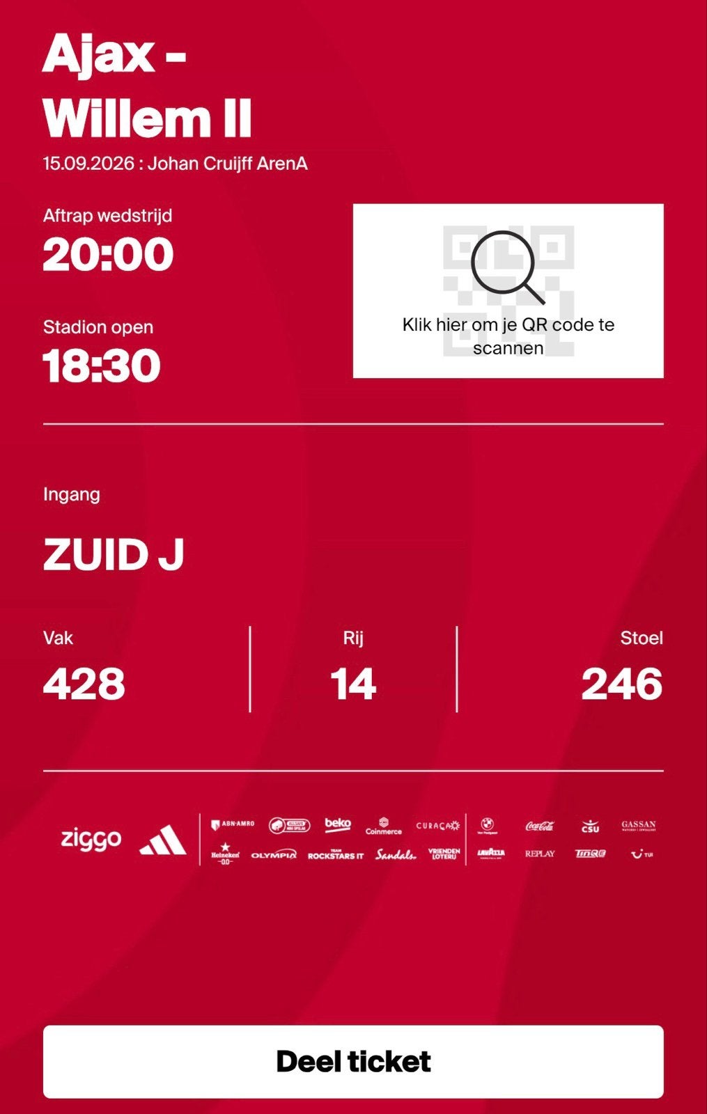 Ajax Willem ll, Eén persoon
