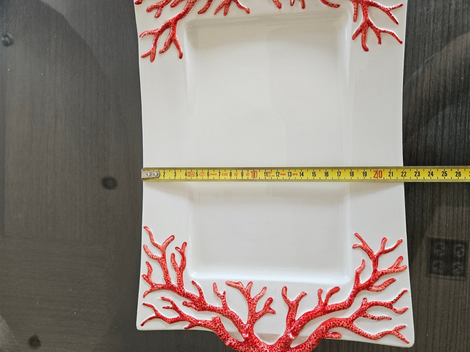 Decoratieve schaal met koraalmotief small 22x32 cm, Huis en Inrichting, Porselein of Keramiek, Schaal, Ophalen of Verzenden, Zo goed als nieuw