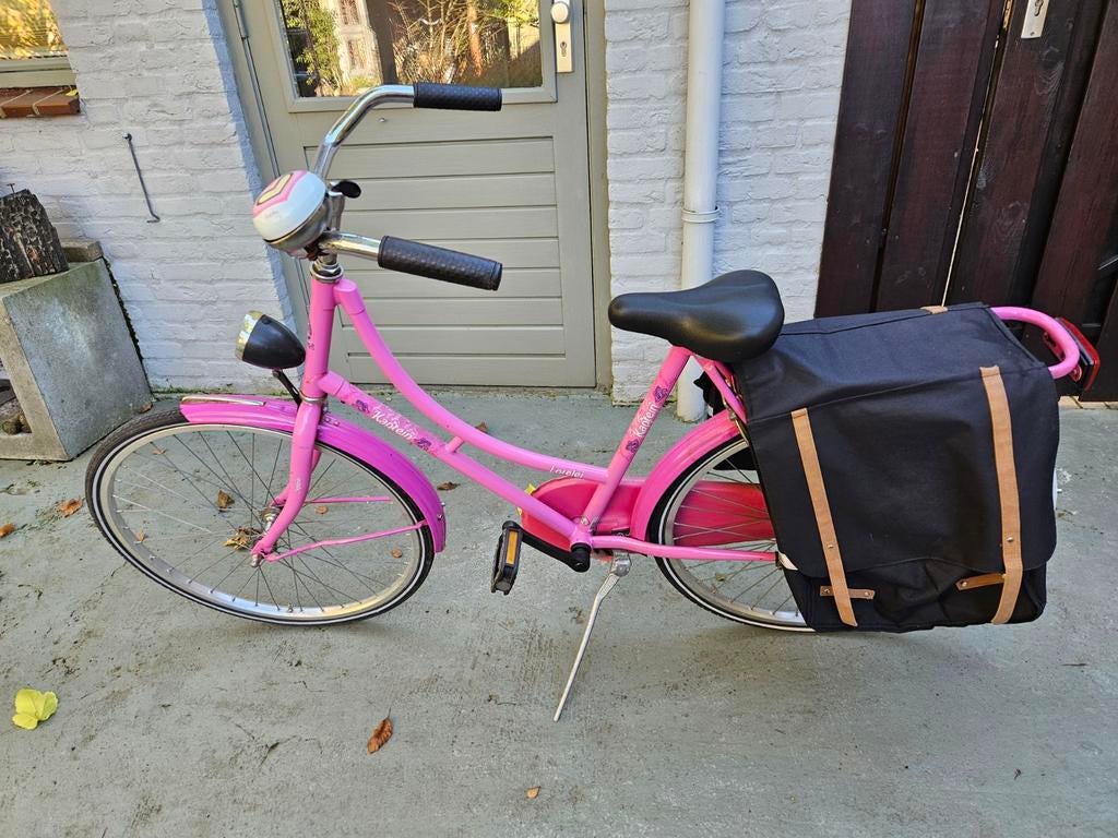 Rose meisjesfiet met fietstassen en terugtraprem, Ophalen of Verzenden, Gebruikt, 22 inch