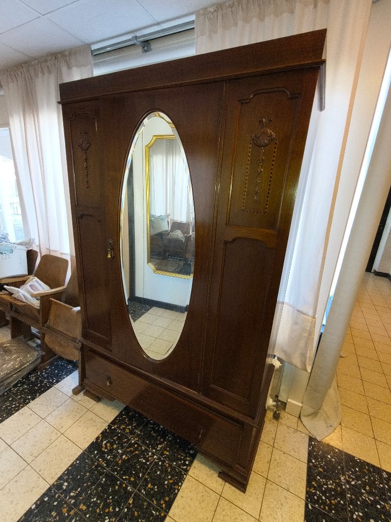 Antieke houten spiegelkast, Antiek en Kunst, Antiek | Meubels | Kasten, Ophalen