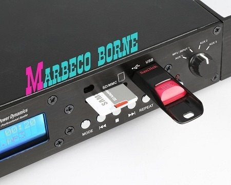 Mediaspeler, opnamefunctie, USB,SD,MP3, Bluetooth, FM radio, Zonder harde schijf, USB 2, Info@marbeco.nl, Power Dynamics