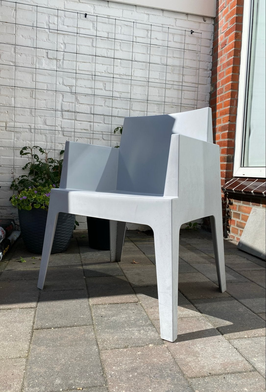 3x Siesta Box Armstoel - Grijs Kunststof Tuinstoel, Ophalen, Zo goed als nieuw, Kunststof