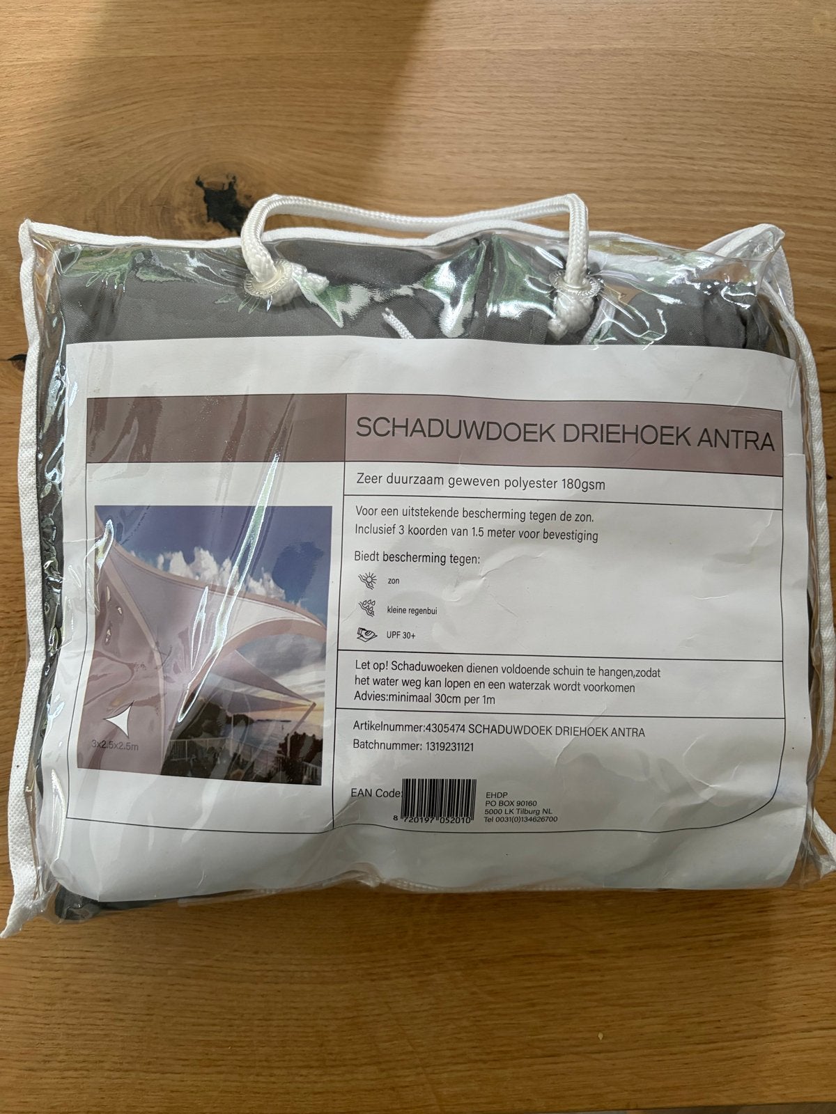 Schaduwdoek Driehoek Antra - Duurzaam Polyester 180gsm, Tuin en Terras, Schaduwdoeken, Ophalen of Verzenden, Nieuw