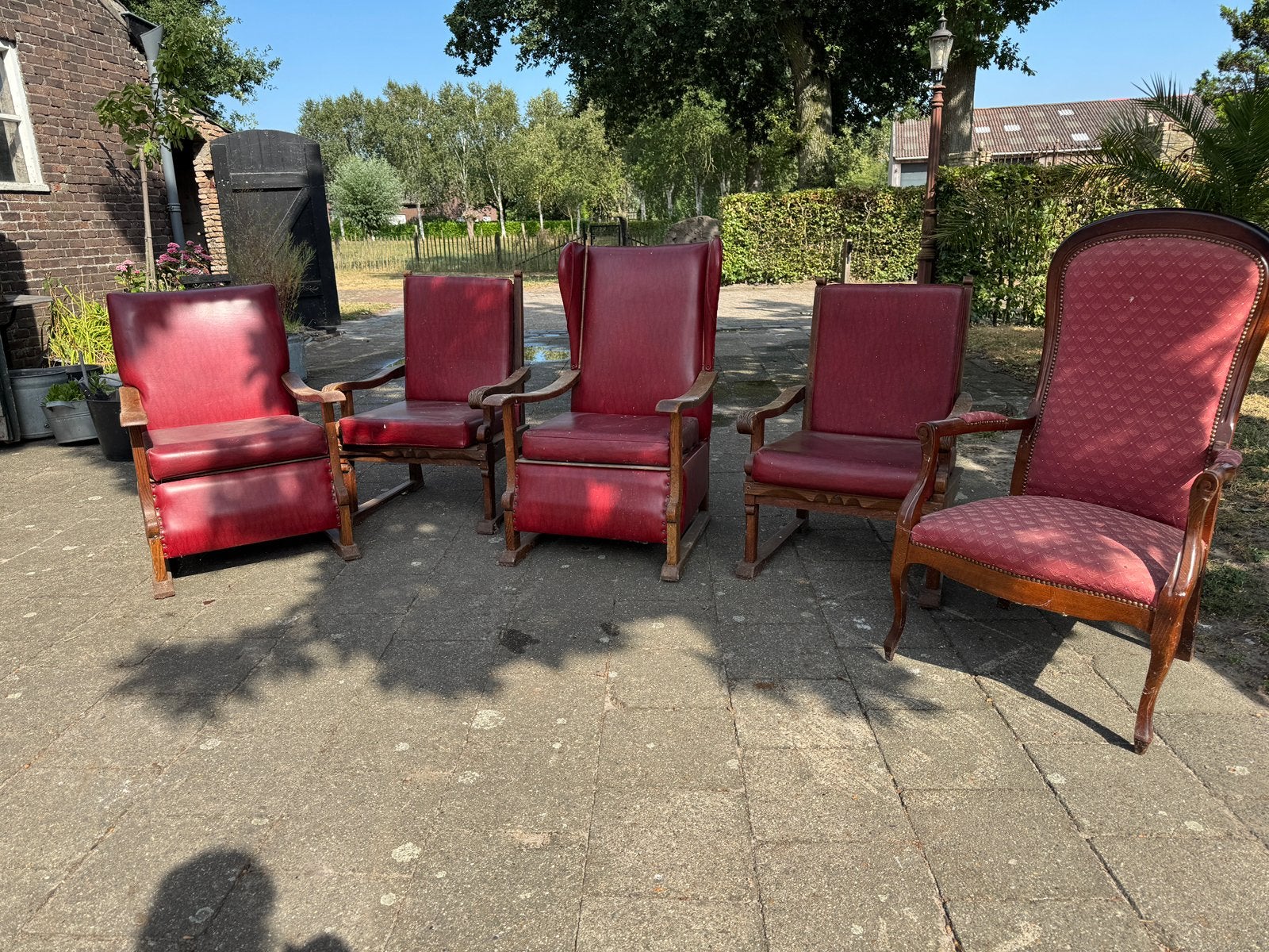 Vinted retro stoelen oud rood antiek, Ophalen, Stof, Gebruikt, Vijf, Zes of meer stoelen