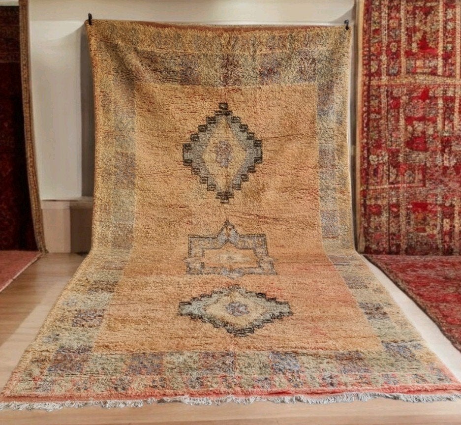 Vintage vloerkleed - Handgeknoopt Marokkaans tapijt 400x200c, Gebruikt, 150 tot 200 cm, 200 cm of meer, Ophalen of Verzenden