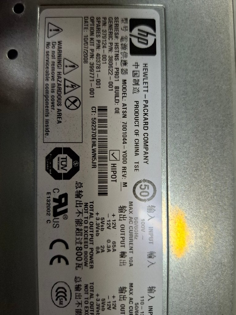 HP hot swap voeding DL350 / DL370 / DL380 G5, Computers en Software, Interne voedingen, Ophalen of Verzenden, Gebruikt