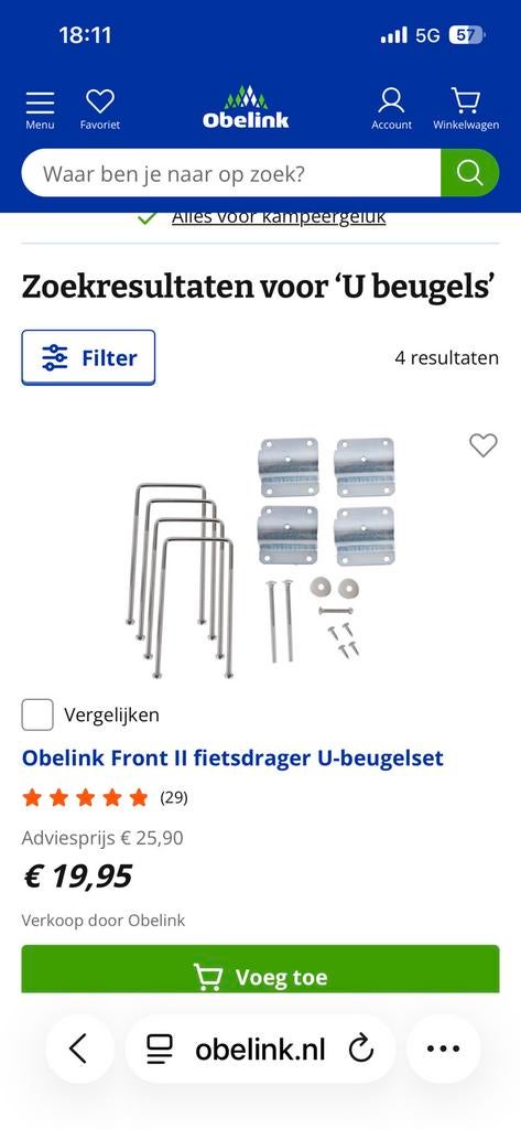 Fietsdrager beugel set, Ophalen of Verzenden, Zo goed als nieuw